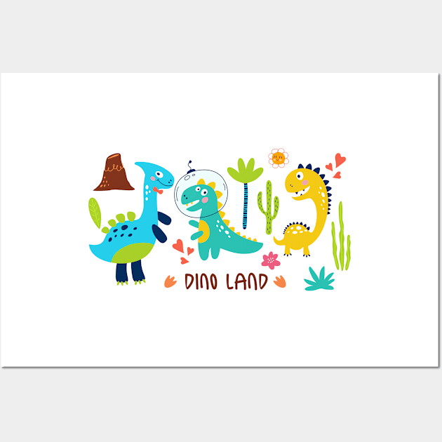 Dino Land Wall Art by marianbierman